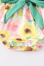 Sunflower print ruffle baby girl romper