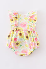 Sunflower print ruffle baby girl romper