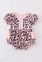 Pink leopard print pocket girl romper