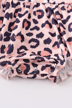 Pink leopard print pocket girl romper