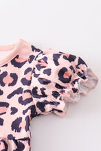 Pink leopard print pocket girl romper