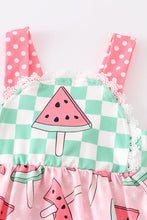 Pink plaid watermelon print baby romper - ARIA KIDS