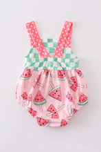 Pink plaid watermelon print baby romper - ARIA KIDS