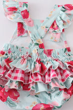 Mint floral ruffle baby romper