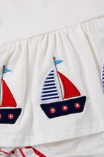 White sailing boat applique ruffle baby romper - ARIA KIDS