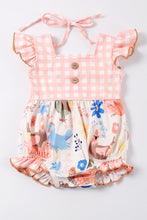 Pink chicken print plaid ruffle baby romper - ARIA KIDS