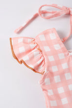 Pink chicken print plaid ruffle baby romper - ARIA KIDS