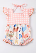 Pink chicken print plaid ruffle baby romper - ARIA KIDS