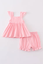 Pink plaid buttons ruffle baby set - ARIA KIDS