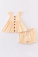 Beige plaid buttons ruffle baby set - ARIA KIDS