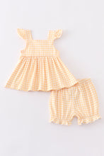 Beige plaid buttons ruffle baby set - ARIA KIDS
