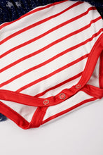 Red stripe "free to sparkle" baby romper