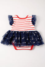 Red stripe "free to sparkle" baby romper