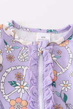 Purple skeleton floral ruffle baby romper - ARIA KIDS