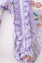 Purple skeleton floral ruffle baby romper - ARIA KIDS