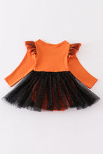 Orange "HOCUS POCUS" ruffle baby romper - ARIA KIDS