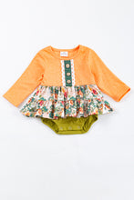 Orange floral print ruffle baby romper - ARIA KIDS