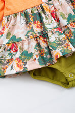 Orange floral print ruffle baby romper - ARIA KIDS