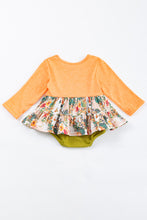 Orange floral print ruffle baby romper - ARIA KIDS