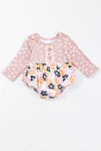 Halloween ghost floral print ruffle baby romper