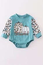 Blue thankful leopard pumpkin baby bubble - ARIA KIDS
