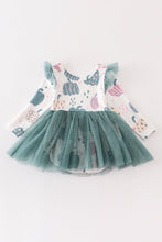 Green stripe pumpkin print tutu romper - ARIA KIDS