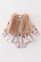 Pumpkin floral print vest 2pc baby set - ARIA KIDS