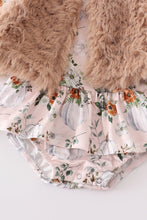 Pumpkin floral print vest 2pc baby set - ARIA KIDS