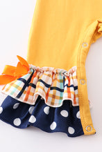 Mustard thanksgiving turkey applique ruffle romper