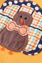 Mustard thanksgiving turkey applique ruffle romper