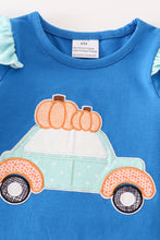 Navy pumpkin car applique ruffle baby romper - ARIA KIDS