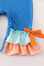 Navy pumpkin car applique ruffle baby romper - ARIA KIDS