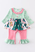 Green floral print ruffle baby romper - ARIA KIDS