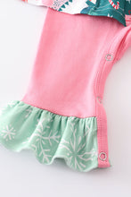 Green floral print ruffle baby romper - ARIA KIDS