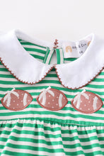 Green stripe football applique baby romper