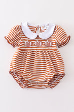 Brown stripe football applique baby romper - ARIA KIDS