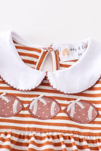 Brown stripe football applique baby romper - ARIA KIDS