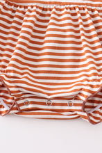 Brown stripe football applique baby romper - ARIA KIDS