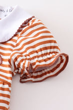 Brown stripe football applique baby romper - ARIA KIDS