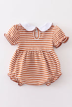 Brown stripe football applique baby romper - ARIA KIDS