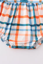 Multicolored plaid pocket baby romper