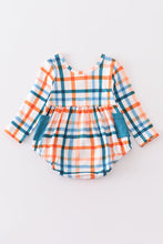 Multicolored plaid pocket baby romper