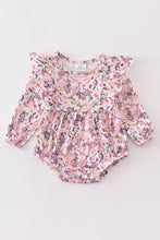 Purple floral print ruffle baby romper - ARIA KIDS