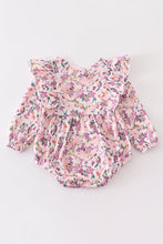 Purple floral print ruffle baby romper - ARIA KIDS
