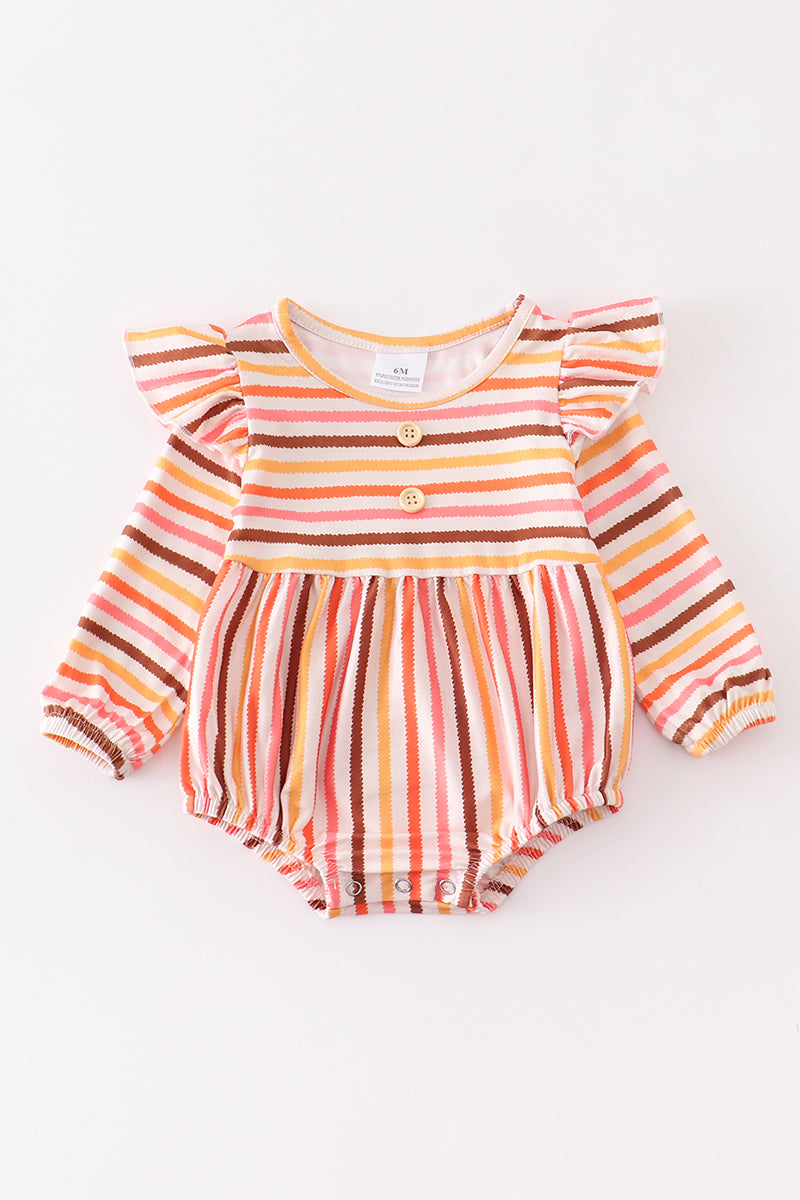 Multicolored stripe print ruffle baby romper - ARIA KIDS