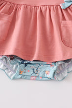 Pink floral print ruffle baby romper