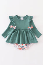 Green floral print baby romper - ARIA KIDS