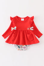 Red floral print ruffle baby romper - ARIA KIDS