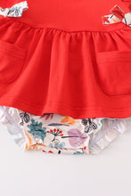 Red floral print ruffle baby romper - ARIA KIDS