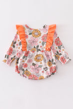 Orange floral print ruffle baby romper - ARIA KIDS